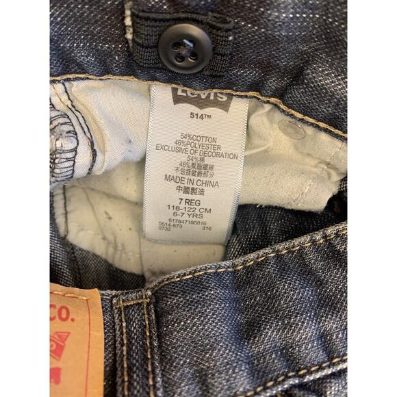 LEVI’S Boys 514 Straight Dark Wash Adjustable Waist Jeans / Size: 7 Reg - Picture 4 of 11